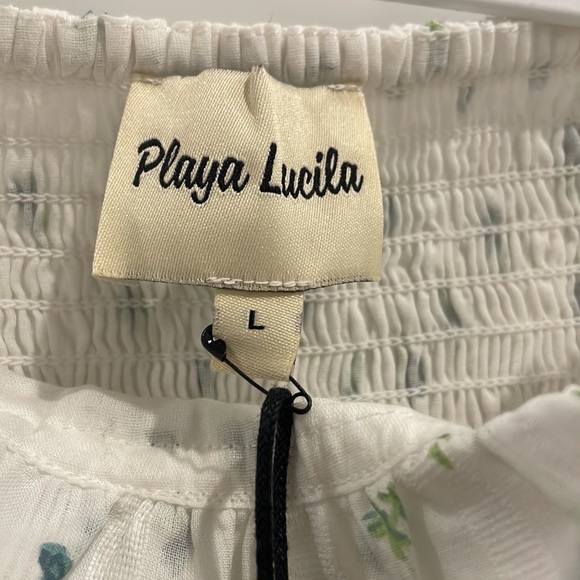 Playa Lucila White Pleated Floral Dress (Size L) - Picture 2 of 5